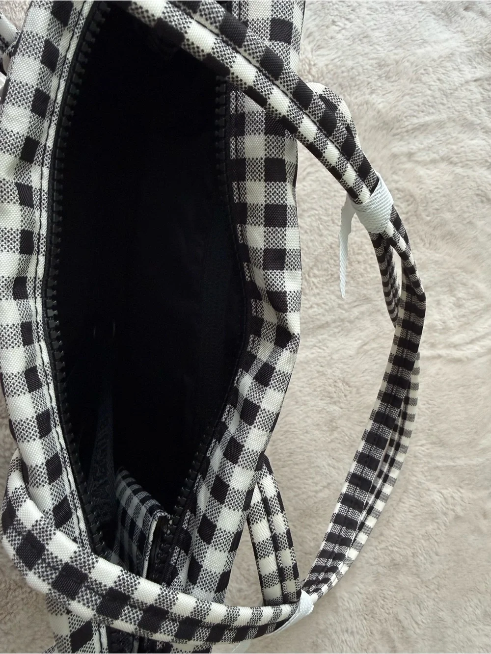 {NOT FOR SALE} ⛔️ NWT BAGGU Nylon Bowler Bag Black & White Gingham